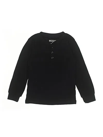 Pre-owned Assorted Brands Kids' Long Sleeve Henley Shirt In Black