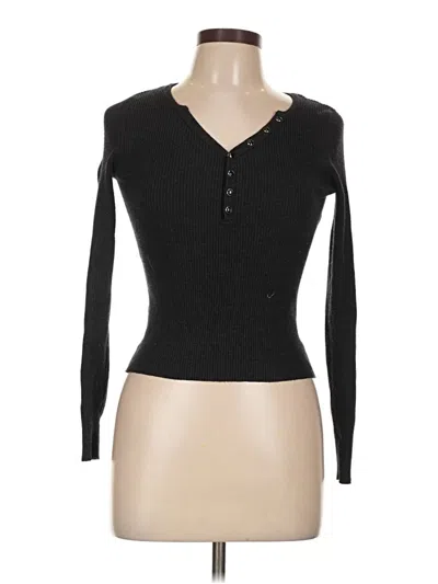 Pre-owned Assorted Brands Long Sleeve Henley Shirt In Black
