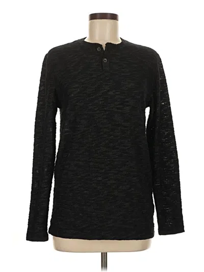 Pre-owned Assorted Brands Long Sleeve Henley Shirt In Black