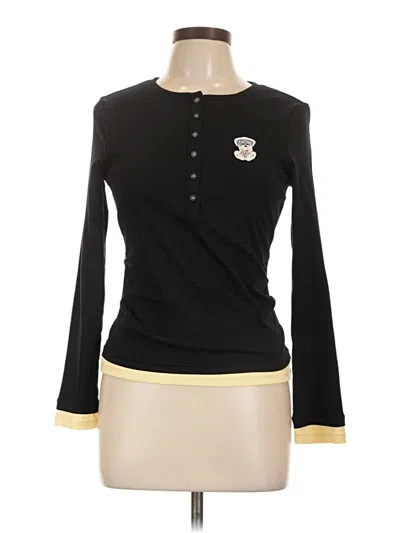 Pre-owned Assorted Brands Long Sleeve Henley Shirt In Black