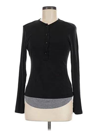 Pre-owned Assorted Brands Long Sleeve Henley Shirt In Black