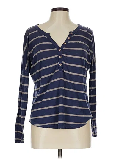 Pre-owned Assorted Brands Long Sleeve Henley Shirt In Blue