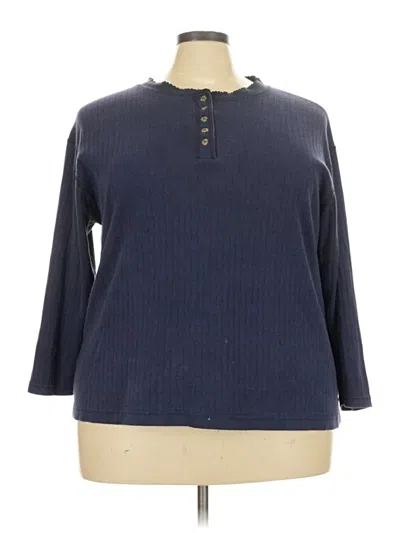 Pre-owned Assorted Brands Long Sleeve Henley Shirt In Blue