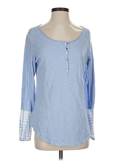 Pre-owned Assorted Brands Long Sleeve Henley Shirt In Blue