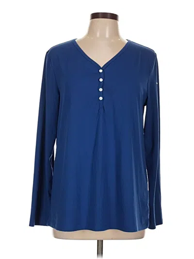 Pre-owned Assorted Brands Long Sleeve Henley Shirt In Blue