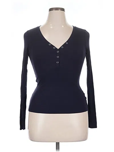 Pre-owned Assorted Brands Long Sleeve Henley Shirt In Blue