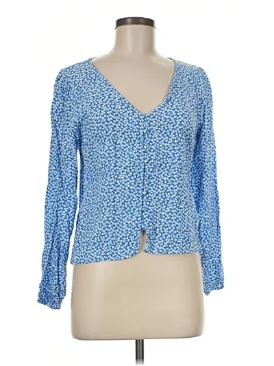 Pre-owned Assorted Brands Long Sleeve Henley Shirt In Blue