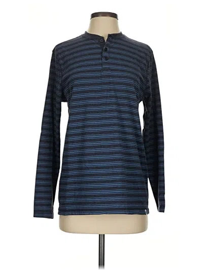 Pre-owned Assorted Brands Long Sleeve Henley Shirt In Blue