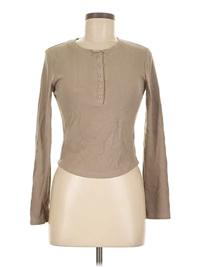 Pre-owned Assorted Brands Long Sleeve Henley Shirt In Brown