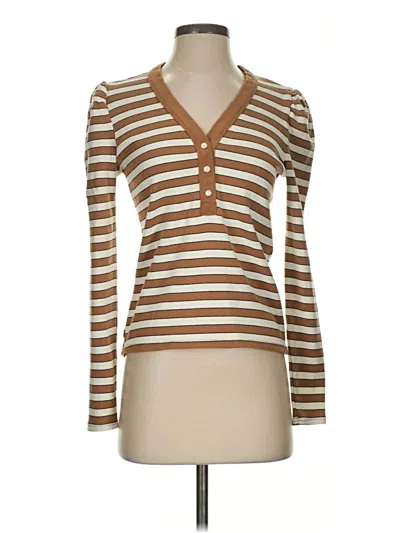 Pre-owned Assorted Brands Long Sleeve Henley Shirt In Brown