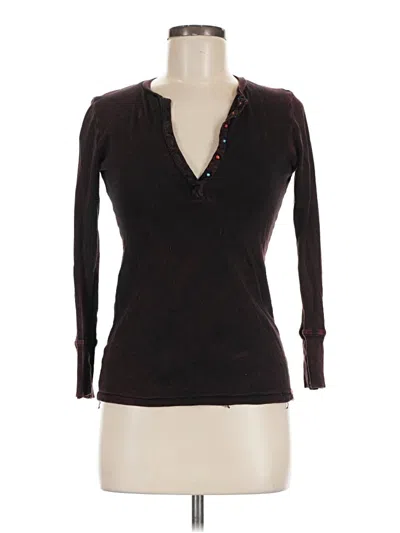 Pre-owned Assorted Brands Long Sleeve Henley Shirt In Brown