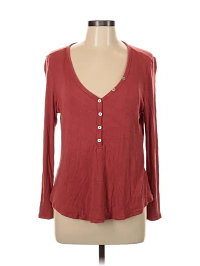 Pre-owned Assorted Brands Long Sleeve Henley Shirt In Burgundy
