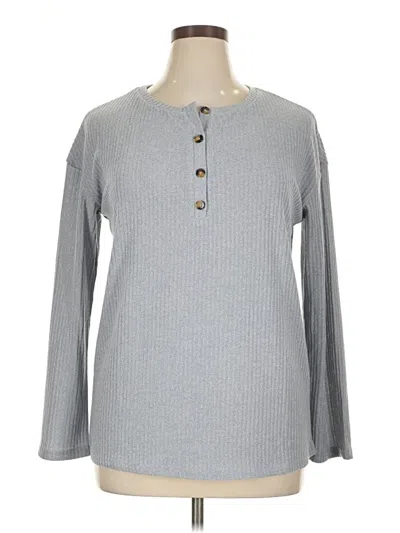 Pre-owned Assorted Brands Long Sleeve Henley Shirt In Gray