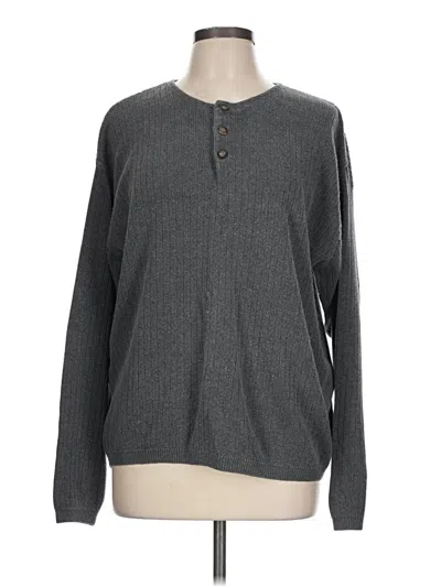 Pre-owned Assorted Brands Long Sleeve Henley Shirt In Gray