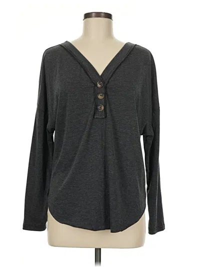 Pre-owned Assorted Brands Long Sleeve Henley Shirt In Gray