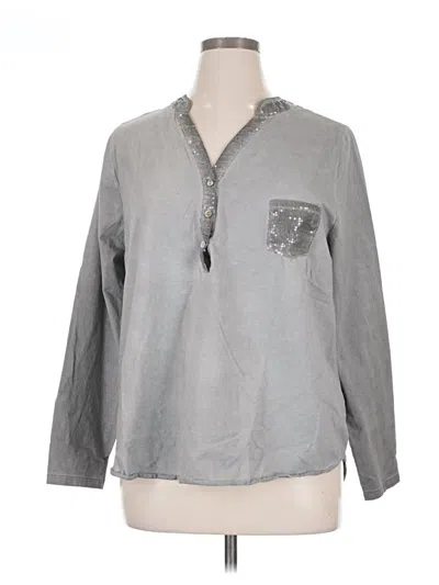 Assorted Brands Long Sleeve Henley Shirt In Gray