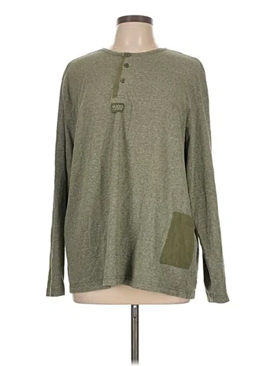 Pre-owned Assorted Brands Long Sleeve Henley Shirt In Green