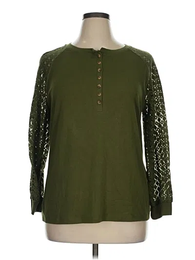 Pre-owned Assorted Brands Long Sleeve Henley Shirt In Green