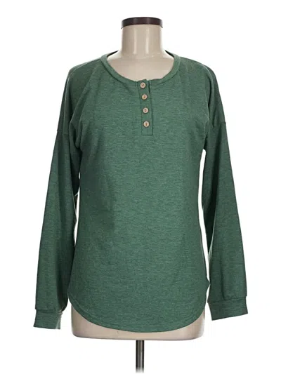 Pre-owned Assorted Brands Long Sleeve Henley Shirt In Green