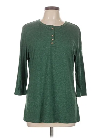 Pre-owned Assorted Brands Long Sleeve Henley Shirt In Green