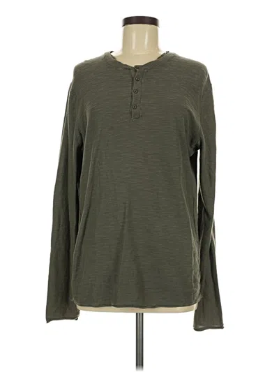 Pre-owned Assorted Brands Long Sleeve Henley Shirt In Green
