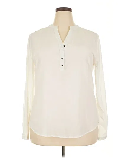 Pre-owned Assorted Brands Long Sleeve Henley Shirt In Ivory