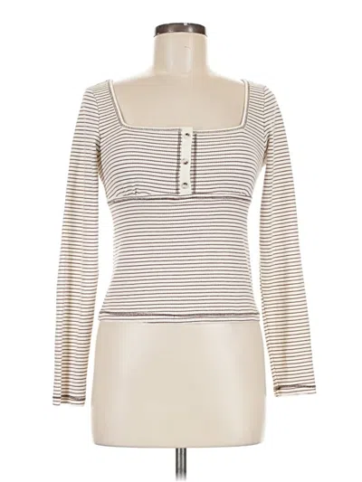 Pre-owned Assorted Brands Long Sleeve Henley Shirt In Ivory