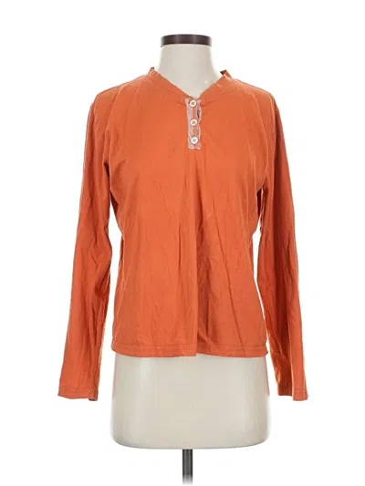 Pre-owned Assorted Brands Long Sleeve Henley Shirt In Orange