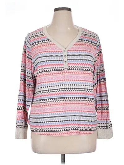 Pre-owned Assorted Brands Long Sleeve Henley Shirt In Pink