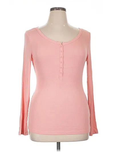 Pre-owned Assorted Brands Long Sleeve Henley Shirt In Pink