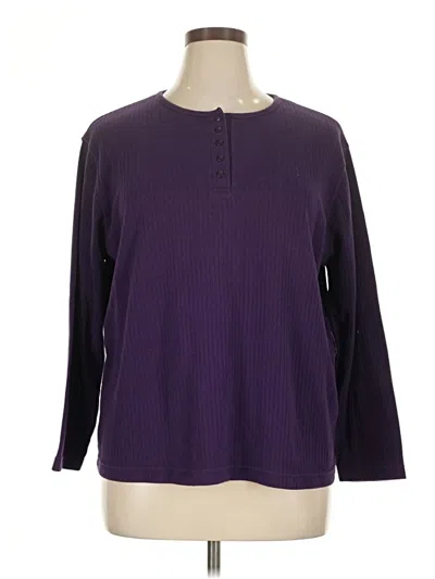 Pre-owned Assorted Brands Long Sleeve Henley Shirt In Purple