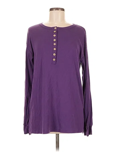 Pre-owned Assorted Brands Long Sleeve Henley Shirt In Purple