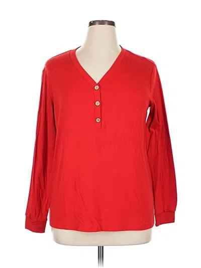 Pre-owned Assorted Brands Long Sleeve Henley Shirt In Red
