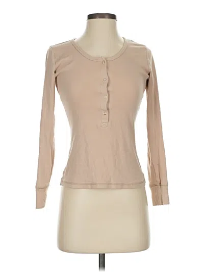 Pre-owned Assorted Brands Long Sleeve Henley Shirt In Tan