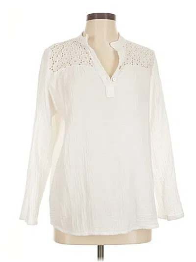 Pre-owned Assorted Brands Long Sleeve Henley Shirt In White
