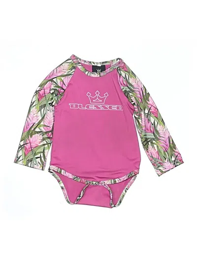Pre-owned Assorted Brands Kids' Long Sleeve Onesie In Pink