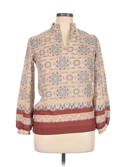 Pre-owned Assorted Brands Long Sleeve Polo Shirt In Brown
