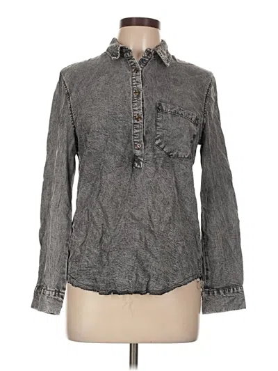 Pre-owned Assorted Brands Long Sleeve Polo Shirt In Gray