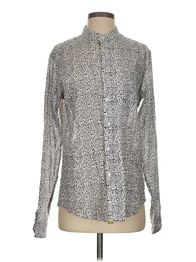 Pre-owned Assorted Brands Long Sleeve Polo Shirt In Silver