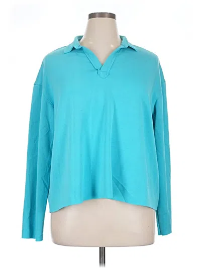 Pre-owned Assorted Brands Long Sleeve Polo Shirt In Teal