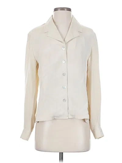 Pre-owned Assorted Brands Long Sleeve Silk Top Ivory Square Neckline Tops