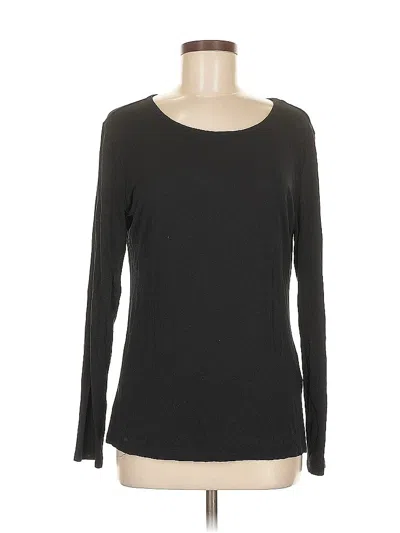 Pre-owned Assorted Brands Long Sleeve Top Black Boatneck Tops