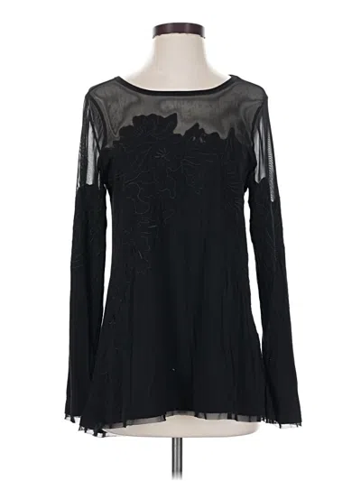 Pre-owned Assorted Brands Long Sleeve Top Black Boatneck Tops