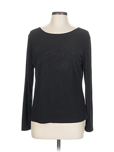 Pre-owned Assorted Brands Long Sleeve Top Black Boatneck Tops