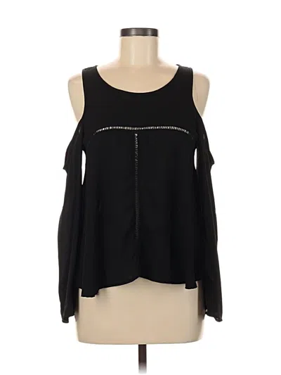 Pre-owned Assorted Brands Long Sleeve Top Black Cold Shoulder Neckline Tops