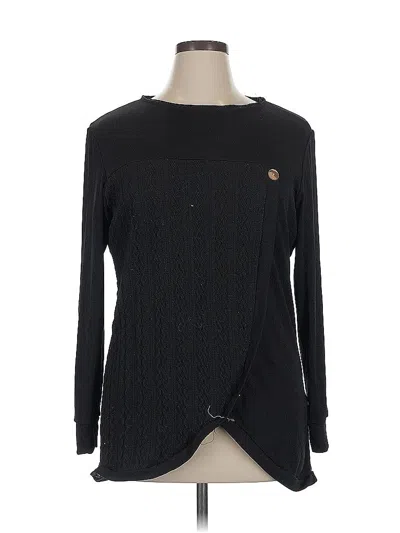Pre-owned Assorted Brands Long Sleeve Top Black Crew Neck Tops