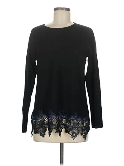 Pre-owned Assorted Brands Long Sleeve Top Black Crew Neck Tops
