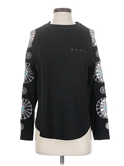 Pre-owned Assorted Brands Long Sleeve Top Black Crew Neck Tops