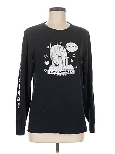 Pre-owned Assorted Brands Long Sleeve Top Black Crew Neck Tops