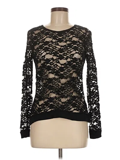 Pre-owned Assorted Brands Long Sleeve Top Black Crew Neck Tops